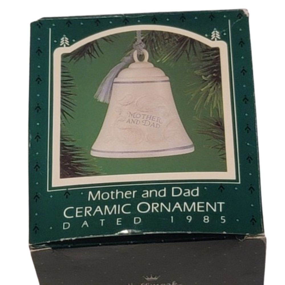 Hallmark Christmas Ornament Mother & Dad Porcelain Bell 1985